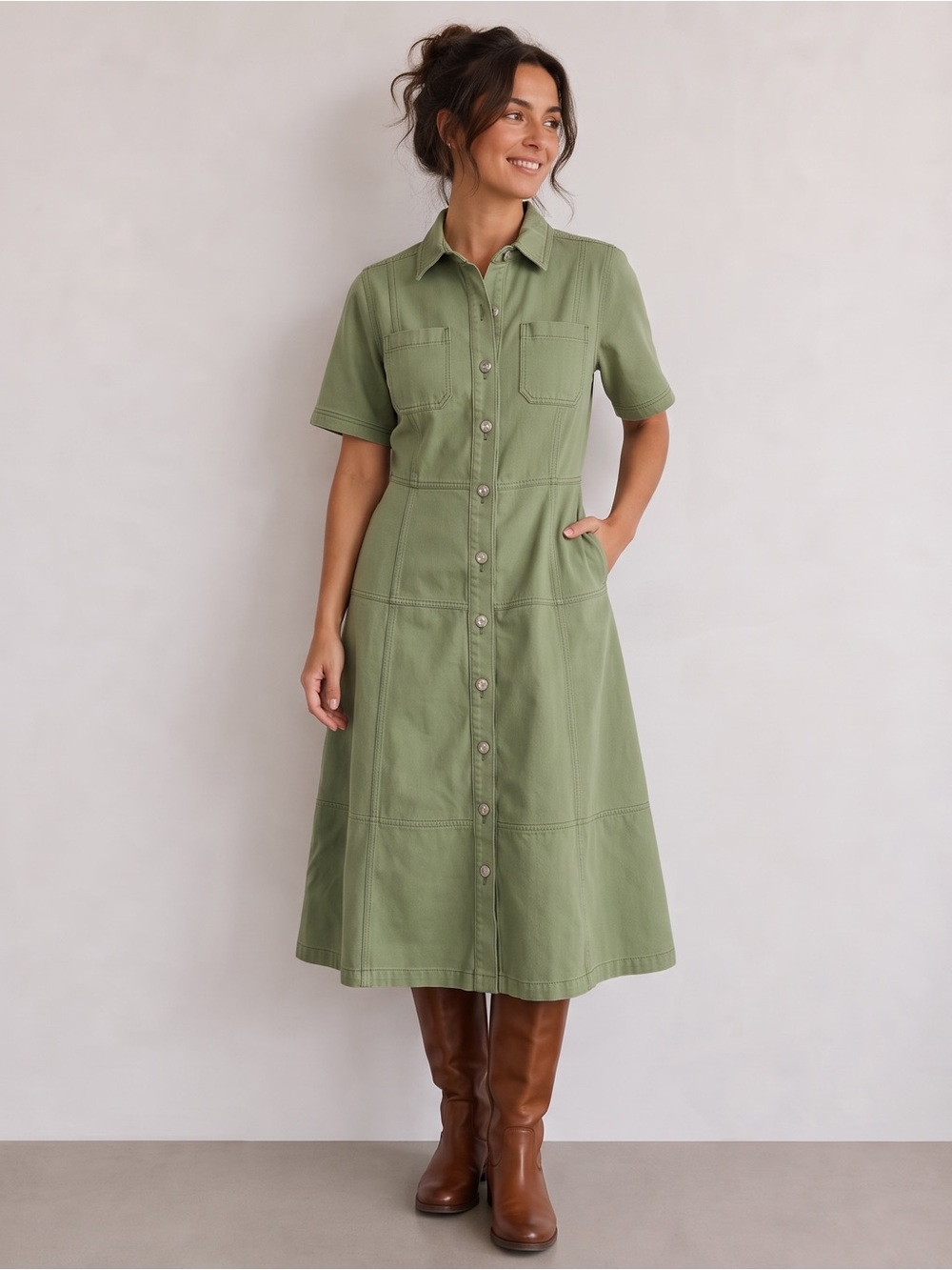 FREE ASSEMBLY Denim Midi Dress